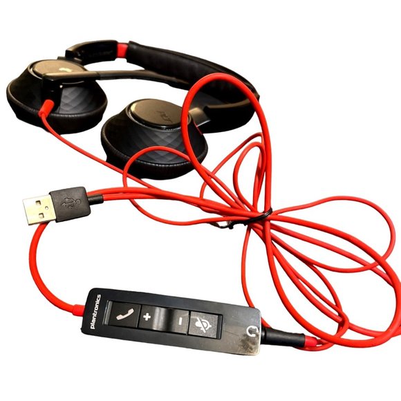 Plantronics Blackwire C5220 Black/Red On the Ear Headsets Microphone - Picture 2 of 6